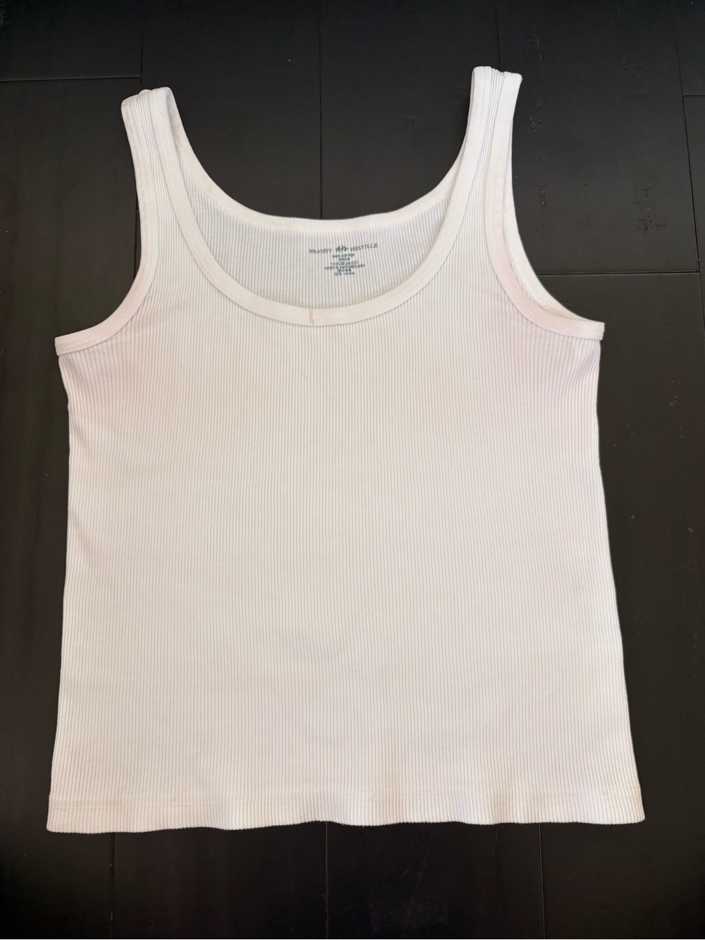 Brandy Melville White Scooped Neck Ribbed Tank Top